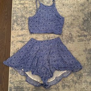Blue printed co-ord matching set